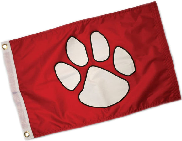 PawsAboard Red Paw Print Boat Flag
